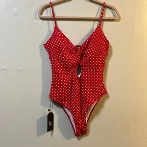 Polka dot red bathing suit